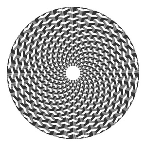 操作艺术旋转几何图案。 三维错觉效应。 圆圈设计。 矢量图。