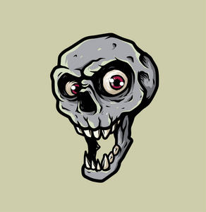 骷髅头卡通卡通风格骷髅头插图矢量照片