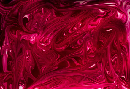 明亮的红色和粉红色大理石花纹纹理。 抽象的彩色背景。 液体中的多色图案。 创意背景与抽象画波手工表面。 液体大理石涂料。
