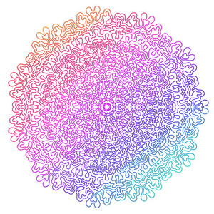 彩色曼陀罗，白色背景上有渐变的颜色。 对称图案