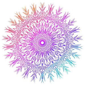 左右对称彩色曼陀罗,白色背景上有渐变的颜色. 对称图案照片