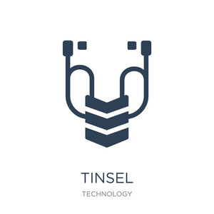 白色背景Tinsel图标矢量，时尚填充图标从技术收集Tinsel矢量插图。