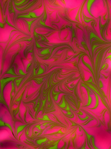 深绿色和粉红色大理石花纹纹理。 抽象的彩色背景。 液体中的多色图案。 创意背景与抽象画波手工表面。 液体大理石涂料。