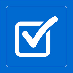 在方框标志中检查标记.照片