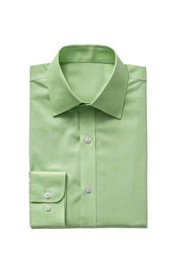 时尚纯色薄荷绿色男士衬衫，白色背景隔离