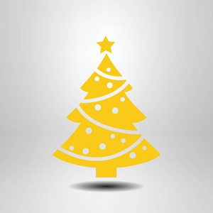 圣诞树平面图标矢量插图