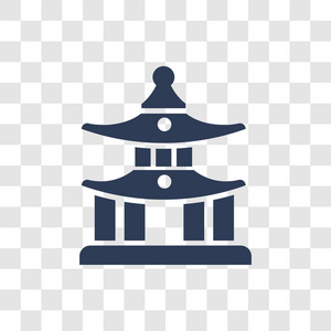 时尚的中国寺庙标志概念透明背景从建筑和旅游收藏照片