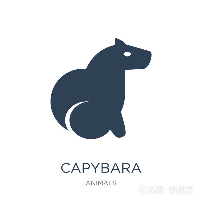 Capybara图标矢量在白色背景，Capybara时尚填充图标从动物收藏。