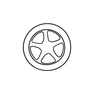 汽车车轮手画轮廓涂鸦图标
