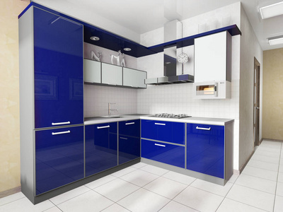 现代家庭厨房时尚室内设计3渲染