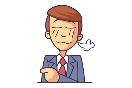 卡通hr矢量卡通插图可爱的商人男孩生气. 孤立在白色背景上.照片