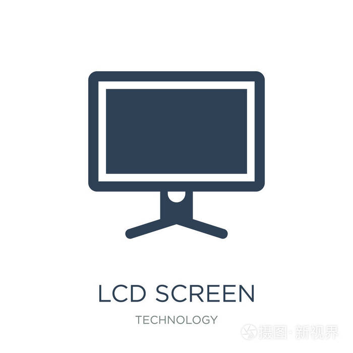 液晶显示屏图标矢量为白色背景液晶显示屏时尚填充图标从技术收集液晶