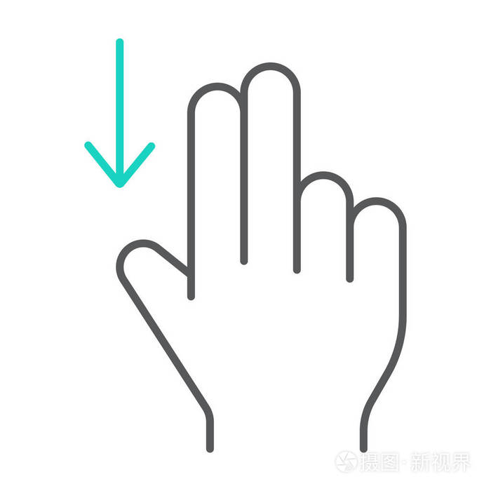 两个手指向下拉细线图标手势和手弹示格插画 正版商用图片17pvs5 摄图新视界