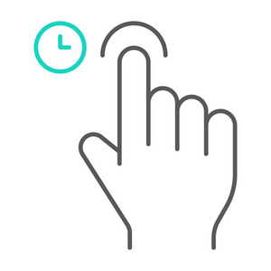 触摸并按住细线图标手势和手点击符号矢量图形白色背景上的线性图案