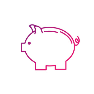线不错的猪设计省钱矢量插图