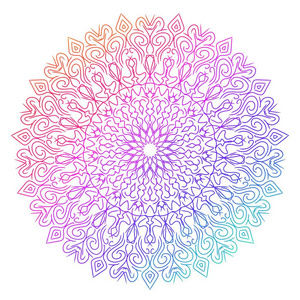 左右对称彩色曼陀罗,白色背景上有渐变的颜色. 对称图案照片
