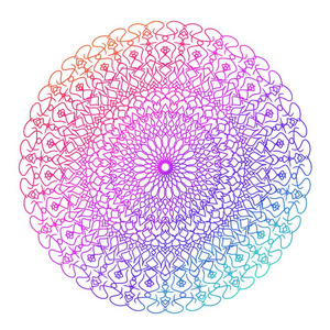 彩色曼陀罗,白色背景上有渐变的颜色. 对称图案照片