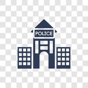时尚的警察局标志概念透明背景从建筑和旅行收集照片