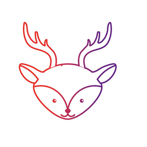 线可爱鹿头野生动物插图