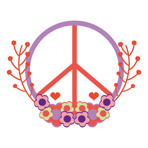符号和平与爱图标矢量插图设计