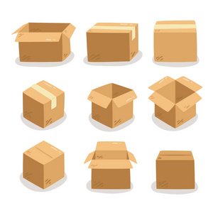 像盒子一样的包裹. 卡通包裹平面样式插图孤立的白色背景照片