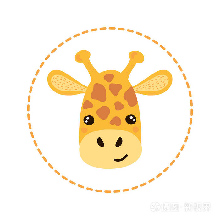 长颈鹿头图画向量