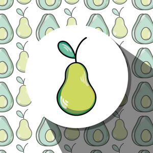 鳄梨水果背景矢量插图上美味新鲜的热带梨