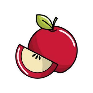 红苹果果实图标库存，矢量变形设计图像