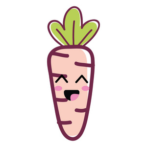 卡瓦伊快乐胡萝卜蔬菜图标，矢量图d符号