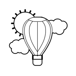 空中气球线与云和太阳矢量插图
