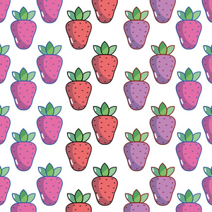美味草莓水果健康生活背景，矢量插图