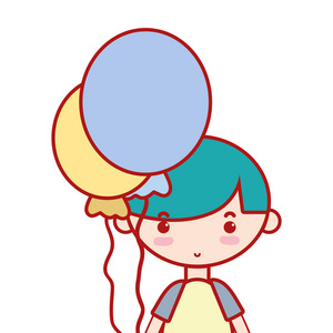 可爱的男孩带气球和发型设计矢量图