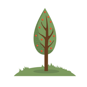 自然和生态树，有分支植物矢量插图