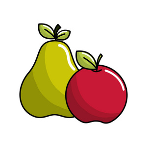 梨和苹果水果图标股票矢量图设计