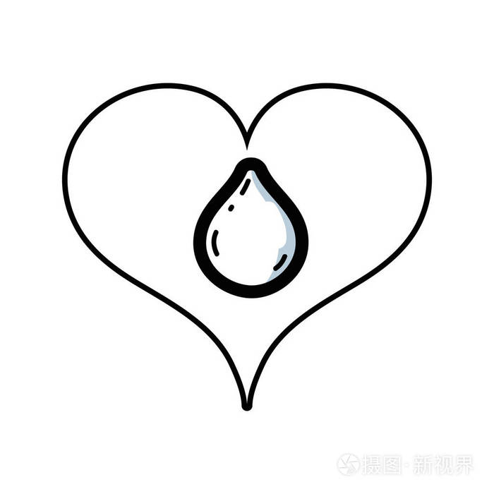 线心与水滴在里面爱的符号矢量插图