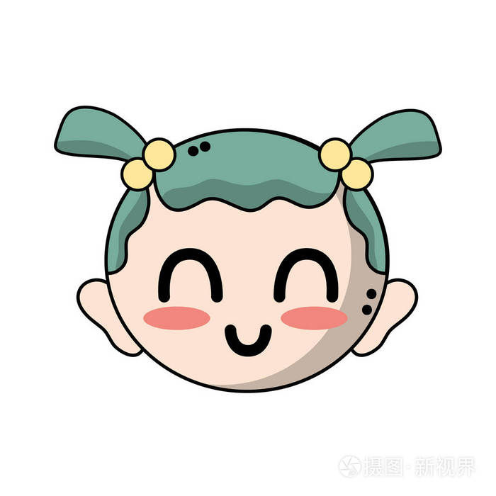 可爱的女婴头发型设计矢量图