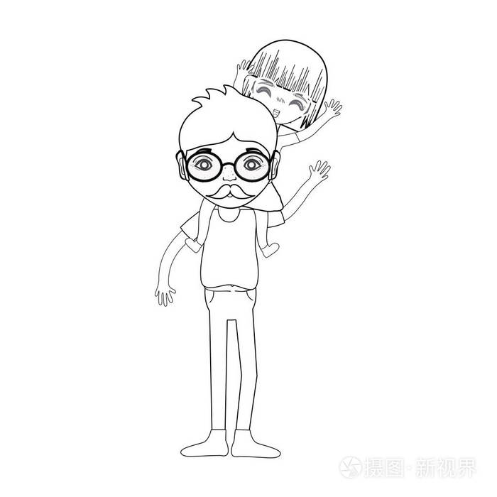 好父亲玩她女儿的矢量插图插画-正版商用图片17q85d-摄图新视界