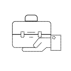 虚线形状商人与公文包组合在手掌矢量插图