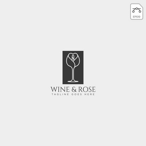 葡萄酒和玫瑰标志模板矢量隔离图标元素矢量