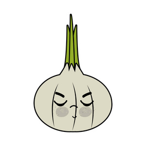 可爱的愤怒的洋葱蔬菜矢量图设计