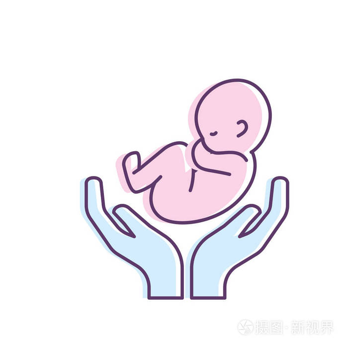 婴儿脐带和新生命矢量插图