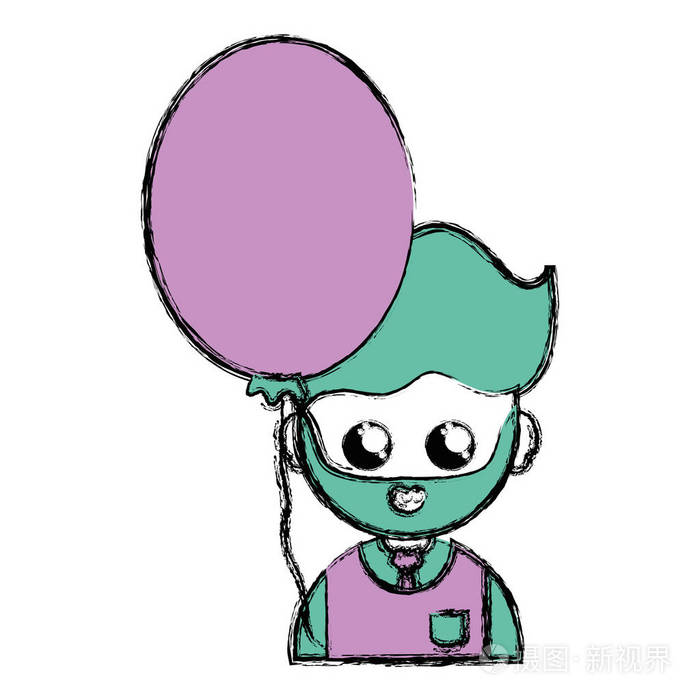 男教师统一服装心脏气球矢量插图