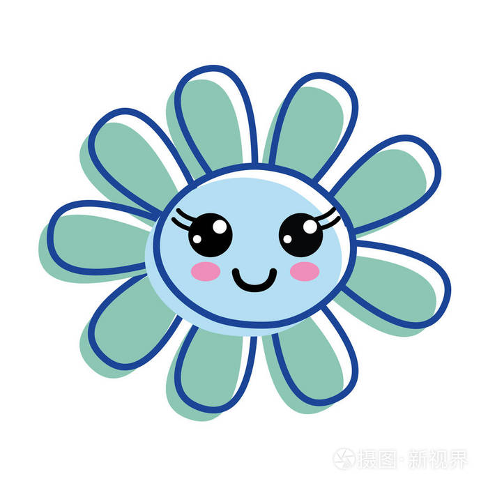 花快乐的脸颊闭上眼睛矢量插图设计
