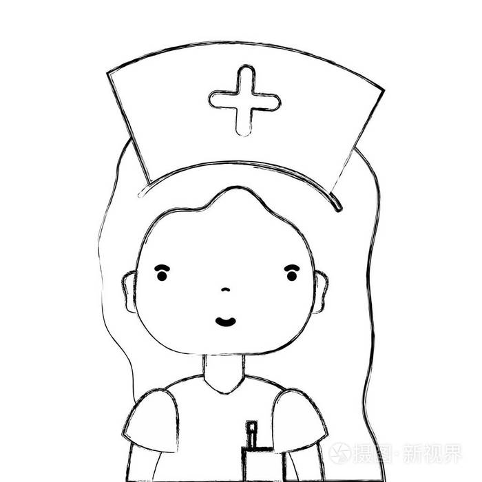 图为带帽子的专业护士,头部矢量插图插画-正版商用图片17qblp-摄图新