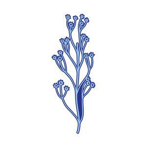 乡村自然枝条与花卉设计矢量插图
