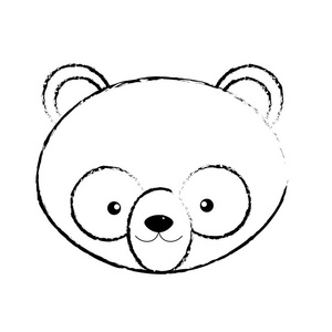 图形可爱熊猫头野生动物插图