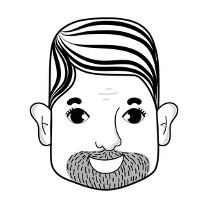 发型和胡须矢量插图的线条人脸图片