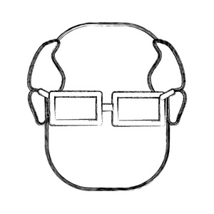 轮廓老人脸眼镜矢量插图设计