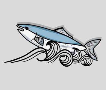 鱼类动物在美丽的海洋设计矢量插图