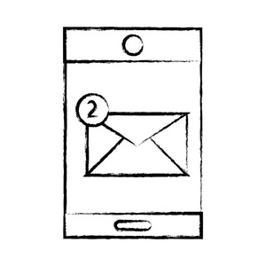 数字智能手机技术，电子邮件信息矢量插图